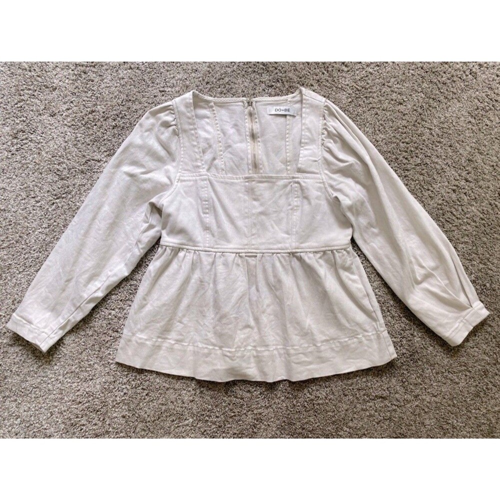DO+BE Heyward Denim Top White Ivory Size Small